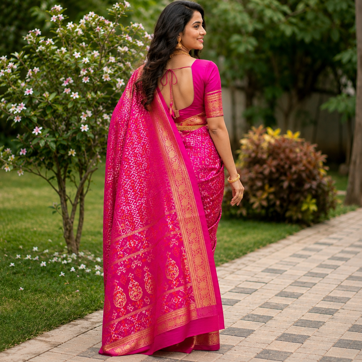 shree sarees backside of pose